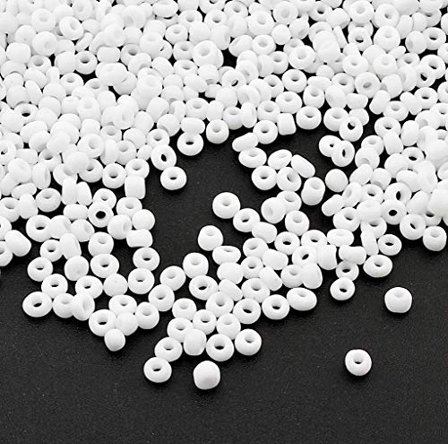 3.300 unidades de cuentas de cristal opaco, 3 mm, mate, 8/0, perlas Pony, perlas opacas ahumadas, color a elegir (blanco)