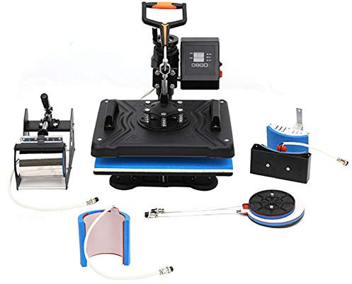 6 in 1 Heat Press Machine Heat Press, T-Shirt Printing Machine Professional Heat Transfer Digital Sublimation Printer Machine 360 Degree Swing Away for Tshirts/Mug/Hat/Plate/Cap 12X 15