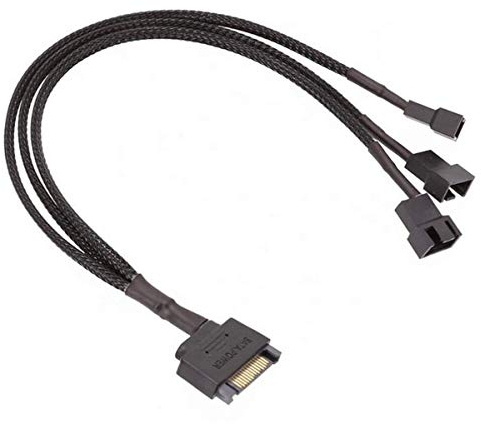 YieJoya Câble adaptateur pour ventilateur de refroidissement, câble d'alimentation pour ventilateur de boîtier PC 15 broches SATA à 3 x 3 broches / 4 broches PMW 12V