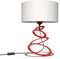 Light-Home Lampenschirm Tischlampe Modern - Elegante Nachttischlampe für Schlafzimmer Wohnzimmer - Tischleuchte E27-45x30 cm - Rot und Weiß