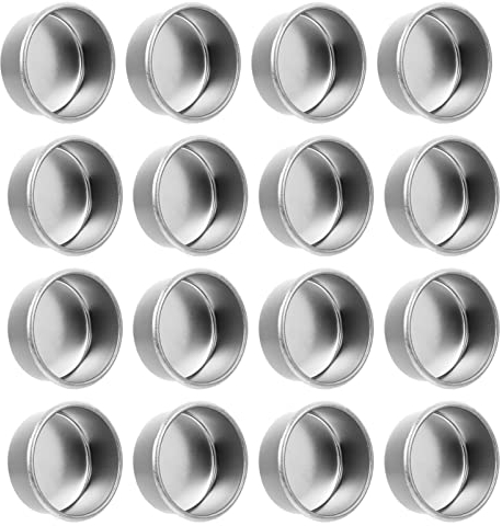 FRCOLOR Aluminum Tea Light Tins, 20pcs Round Tin Tea Light Cups Empty Candle Wax Containers Metal Candlestick Holder Cup Christmas (Sliver)