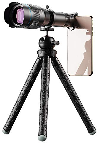 APL-JS60X HD 60X Professionelles Handy-Kameraobjektiv Teleskop Astronomisches Zoomobjektiv für die meisten Smartphones mit ausziehbarem Stativständer, Bluetooth-Controller, Reinigungstuch
