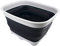 SAMMART 15L Collapsible Dishpan with Draining Plug - Foldable Washing Basin - Portable Dish Washing Tub - Space Saving Kitchen Storage Tray (Grey/Slate Grey)
