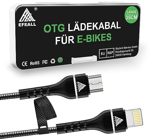 EFEALL E-Bike Ladekabel für Lightning für Bosch Intuvia, Kiox, Nyon (Alt), 35cm Micro USB B auf Lightning Kabel für Fahrradcomputer, OTG-Ladefunktion Bosch Intuvia Ladekabel für iPhone 14 und Älter