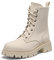 DREAM PAIRS Stivali Anfibi Donna Cerniera con Lacci Silhouette Comoda Chiusura Lampo Fodera Calda Suola Interna,Size 37,Beige,SDMB2203W-E