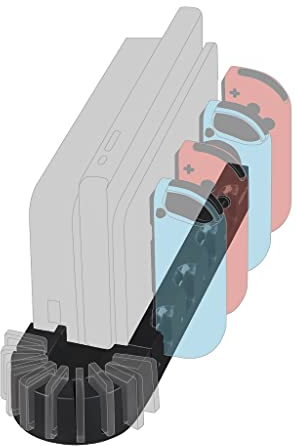 Konix Mythics Estación de Carga Spaceship multifunción para mandos Joy-con y Consola Nintendo Switch, Base para 9 Tarjetas de Juegos
