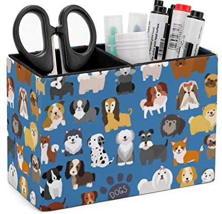 Stiftehalter für den Schreibtisch, niedliche Hunde, Welpen, Stifthalter, Aufbewahrung, Schreibtisch, Stift-Organizer, Bleistift-Organizer, Make-up-Pinselhalter für Büro, Schule, Uni, Leder