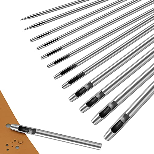 12 Pièces Poinçon Creux en Acier Rond Pour Cuir 0.5mm-6mm - Emporte Pièce à Frapper Pour Bracelets de Montre, Ceintures, Toile, Papier