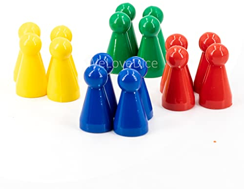 WeLoveDice Spielfiguren - Halmakegel Set - Made in Germany (Gelb,grün,rot,blau)
