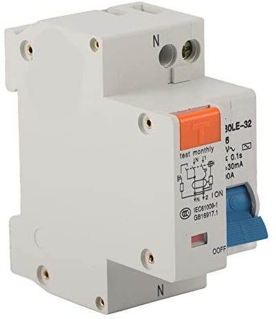 Disyuntor de Corriente Residual, 16A 220V Disyuntor 1P Interruptor Diferencial Superinmunizado Protector Contra Fugas Protección Contra Sobrecarga Interruptor Aire Montado en Riel DIN para 50/60 Hz