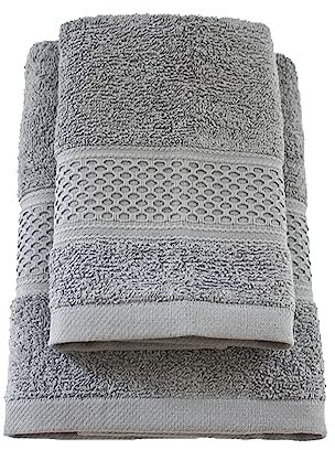 Jenny Sesal Set Asciugamani THE COLORS, Set di due asciugamani da bagno Viso e Ospite GRIGIO SCURO Spugna di alta qualità proveniente da Portogallo. Viso: 50x100 cm. Ospite 38x58 cm.