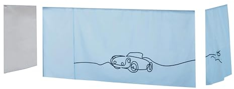 Hoppekids Cars Halbhochbettvorhang (70x160cm) inkl. Draht-Set und Haken Für Kinderzimmer