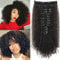 EINbeauty Kinky-Curly Clip in Extensions Echthaar 240g-16pc Invisible Perücke Extensions für Schwarze Frauen - Natürliche Schwarze Human Hair 12inch+14inch