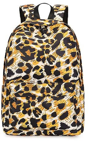 Treer Imprimé Léopard Sac a Dos Enfant,Cartable Fille Primaire, Cartable Garcon Primaire 10L, Cartable Stitch Oxford Imperméable Cartable pour Garçons Filles (Jaune,43x30x14cm)