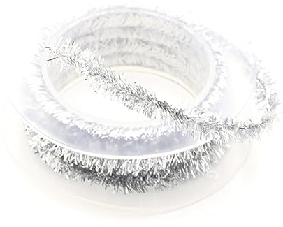 1 Rollen 1.5 Meter Weihnachten Lametta Girlande, Weihnachten Girlande Glänzend Lametta Metallische Lametta Girlanden für Christbaumschmuck Weihnachtsbaum Kranz Festliches Hochzeit Party,Silber A