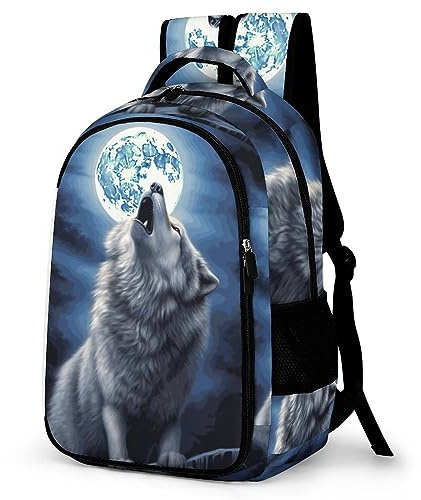 WCEECE Rucksack Jungen Tier Wolf Schulrucksack Mädchen Teenager Jugendliche Coole Schule Daypacks Kinder Schultasche Freizeit Groß Schulranzen Ranzen Schultertaschen