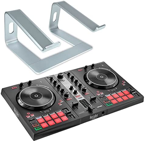 Hercules DJControl Inpulse 300 MK2 2 Deck DJ Controller + Keepdrum Laptop Stand Silver