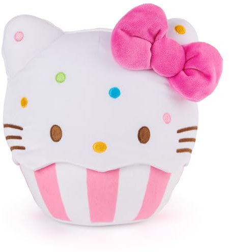GUND Sanrio Peluche ufficiale Hello Kitty, a forma di cupcake, per bambini da 1 anno in su, rosa/bianco, 20,3 cm