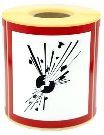 MD Labels Gefahrgutetiketten GHS 01 Explosionsgefahr/Explosive Stoffe 100x100 mm 500 Stück - GHS Aufkleber für Gefahrstoffkennzeichnung
