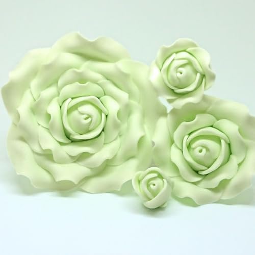 Rose di zucchero verdi * 4 misure tra cui scegliere * decorazione torta fiore cablato topper (6,3 x 1)