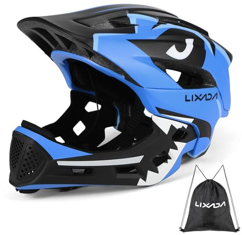 Lixada Barnhjälm, cykelhjälm för barn, integrerad hjälm med avtagbart hakskydd, barnsport, skyddshjälm för cykling, skateboard, rullskridskoåkning