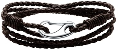 Viwind Lederarmband Damen Geflochtenes 19/20cm Leder armbänder for Damen Männer Multilayer Karabiner aus Edelstahl Manschette Wickelarmband Mit Geschenkbox (19cm, Braun)