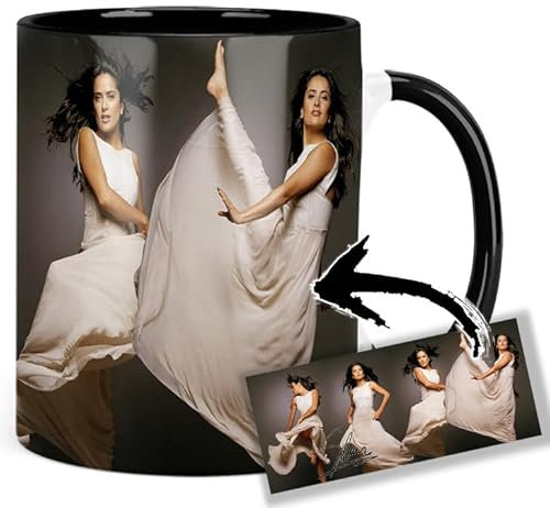 Salma Hayek Tasse Innen & Henkel Schwarz Keramikbecher Mug