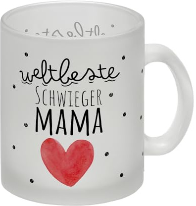 Schwiegermutter Glas Tasse mit Spruch Weltbeste Schwiegermama Muttertagsgeschenk voller Liebe Herz Familie - Muttertagspunkte sammeln