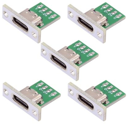 xiwai 5pcs USB Type C Female Socket DIY OEM PC Board 24pin USB 2.0 Pinout Panel Mount Type Connector for Repair Replacement Parts