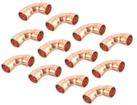 QUARKZMAN 12 Stück 6.35mm Kupferrohr Bogen, Pressfitting Kupfer mit Dichtungen für Trinkwasser und Gasleitungen