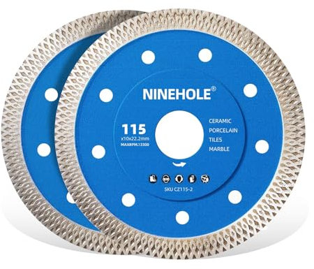 Set di 2 Disco da Taglio Diamantato 115 mm, Disco diamantato per Piastrelle, Gres, Porcellanato, Marmo, Ceramica, Disco da Taglio Extra Sottile