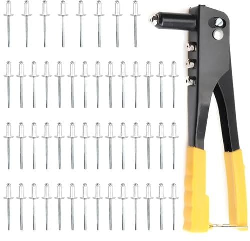 Pince à Rivets,Riveteuse Manuelle,Pince Rivet Aveugle,Pince à Riveter Professionnelle,Avec 50pcs 4,0mm rivets,Outil de rivetage convient pour le métal,Le plastique,Le cuir