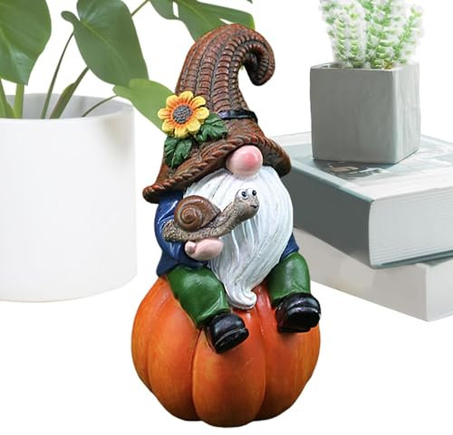 Nains d'automne, 15 cm, en résine, ravissant nain de jardin pour Halloween, décoration de cour, parfait pour l'intérieur et l'extérieur