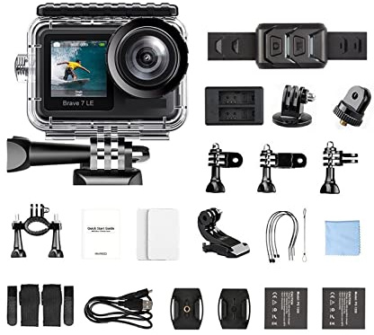 DIGNIFE Action Camera, Action Camera Brave 7 LE 4K30FPS 20MP 4K Sports Camera Waterproof Cam Touch Screen Vlog Camera EIS 2.0 Remote Control