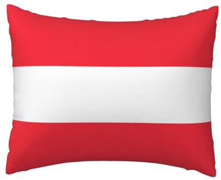 MYGANN Kurzer Plüsch-Kissenbezug mit österreichischer Flagge, mit unsichtbarem Reißverschluss, 40 x 50 cm, für Sofa, Bett, Innen- und Außenbereich, Heimdekoration