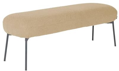 sweeek - Bank mit Bouclé-Bezug, Schwarze Metallbeine - Sherpa