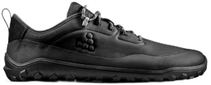 VIVOBAREFOOT Tracker Leather AT Low Mens Barefoot Hiking Boots | Waterproof, Lightweight & Puncture Resistant | All Weather & Terrains | Wide Fit Grounding Shoes | Obsidian