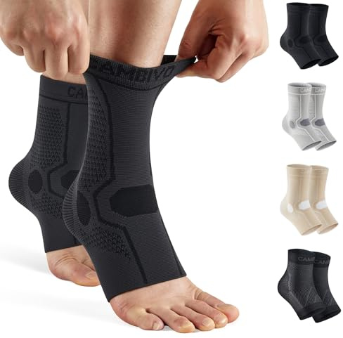 CAMBIVO Ankle Support Men and Women 2 Pack, Plantar Fasciitis Socks Ankle Brace Compression Sleeve Socks for Sprained Ankle, Running, Working, Sports, and Daily Activities [Black,S]