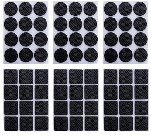 72 Pcs Non Slip Furniture Pads Self Adhesive Rubber Feet Pads Anti-Scratches and Reduce Noise for Furniture Legs Felt Furniture Pads Chair Pads to Protect Floor (Black)