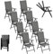 eSituro 8er Gartenstühle Set Gartenstuhl Hochlehner Klappbar 7-Fach Verstellbare Rückenlehne Klappstühle 150 kg Belastbar für Balkon Terrasse Garten Outdoor, Schwarz Grau