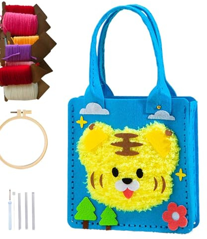 Duroecsain Kreatives Set Für Filztaschen - Lustige Stickerei- Und Collage-Projekte Zum Nähen | Lustige Bedruckte Filztasche Mit Lustigem Druck, Leichte Materialien Für Den Heimgebrauch, Schul- Und
