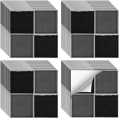 Peel and Stick on Wall Tiles,CEIEVER 3D Self Adhesive Wall Tiles 40Pcs 15x15cm Self Adhesive Backsplash Kitchen Tile Stickers for Kitchen,Bathroom (Dark Grey)
