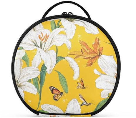 siphylline Trousse de maquillage rétro avec séparateurs réglables - Jaune lys - Accessoires de voyage - 27,9 cm