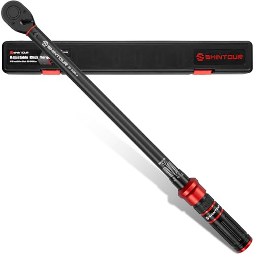 SHINTOUR 1/2 Drive Click Torque Wrench 20-340 Nm for Car Caravan Wheel DIY | Dual-Direction Adjustable Torque Wrench 72T with Dual Scales, High 3% Precision for Moto Machinery Pipe Farm, Truck Repair