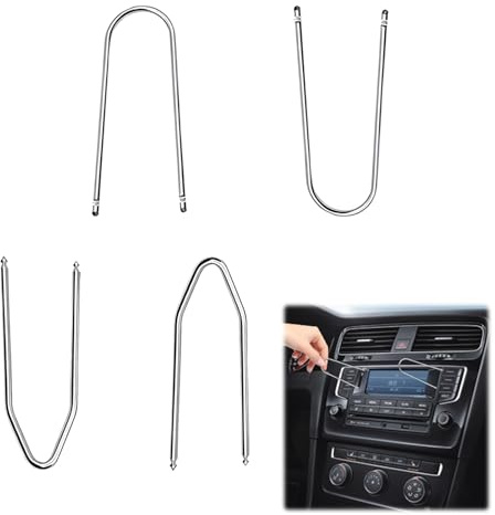 Funver 4 Pièces Outil D'extraction de Autoradio, Cle Extraction Autoradio, Outil Demontage Garniture Voiture, pour Retrait et Installation de Systèmes Audio de Voiture