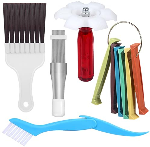 10PCS Air Conditioner Fin Comb Cleaner kit AC Coil Cleaning Brush 5 Different Fin Combs Condenser Fin Straightener AC Evaporator Comb Radiator Repair Clean Tool
