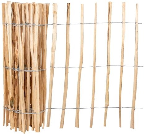 VOSS.garden 5m Staketenzaun Haselnuss 90cm Höhe Lattenabstand 7-8cm Gartenzaun Rollzaun
