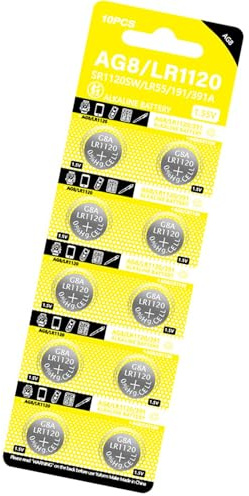 Wilgure 10 Pieces LR1120 Alkaline Button Batteries 1.5V Capacity Replacement AG8/CX191/D381 for Various Electronic Devices Pet Collar Battery