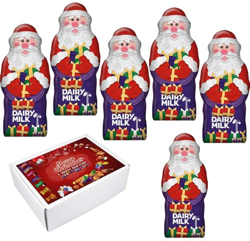 Dairy Milk Chocolate Xmas Santa Hollow 100g With Chrsitams Gift Box - Christmas stockings Fillers - cdb (6 x Santa Figure)