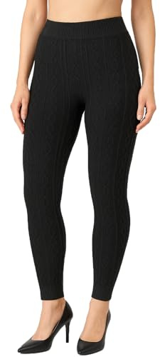 Heat Machine Women’s Premium 300 Denier Thermal Cable Knit Leggings – Fleece-Lined, Supersoft, High-Waisted & Opaque Luxury Winter Warmth